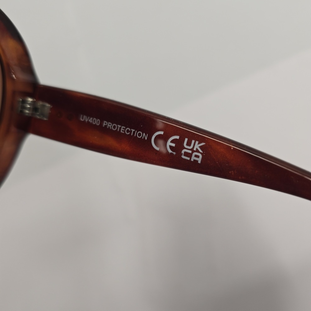 NEW Oversized Round Tortoise Shell Sunglasses Brown Retro Style Dark Lens - Picture 7 of 8